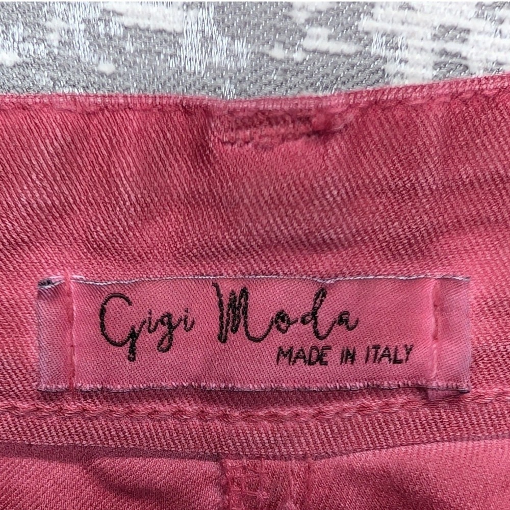 Gigi Moda Red Rock & Roll Graphic Print Button Fly Slim Pants Made in Italy XL - Picture 7 of 15